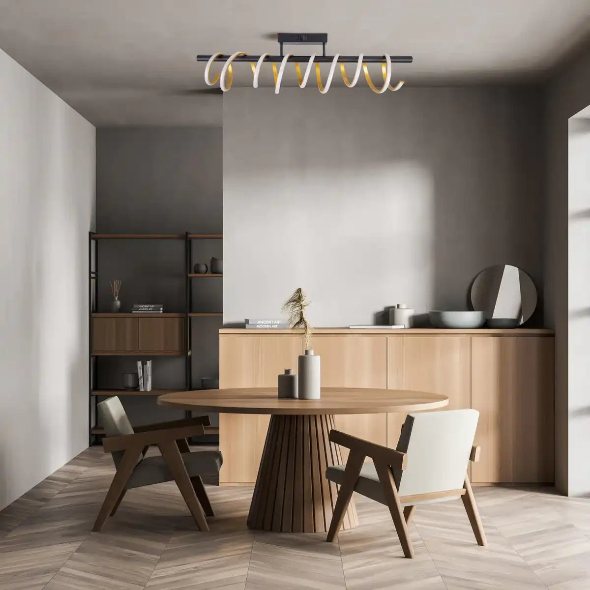 LED Deckenleuchte "BELLEZA", moderne Deckenlampe aus Metall und Kunststoff in Schwarz, Gold und Weiß, mit fest verbauten LEDs, 100cm lang. Die ideale Beleuchtung für Wohnzimmer, Esszimmer oder Büro.