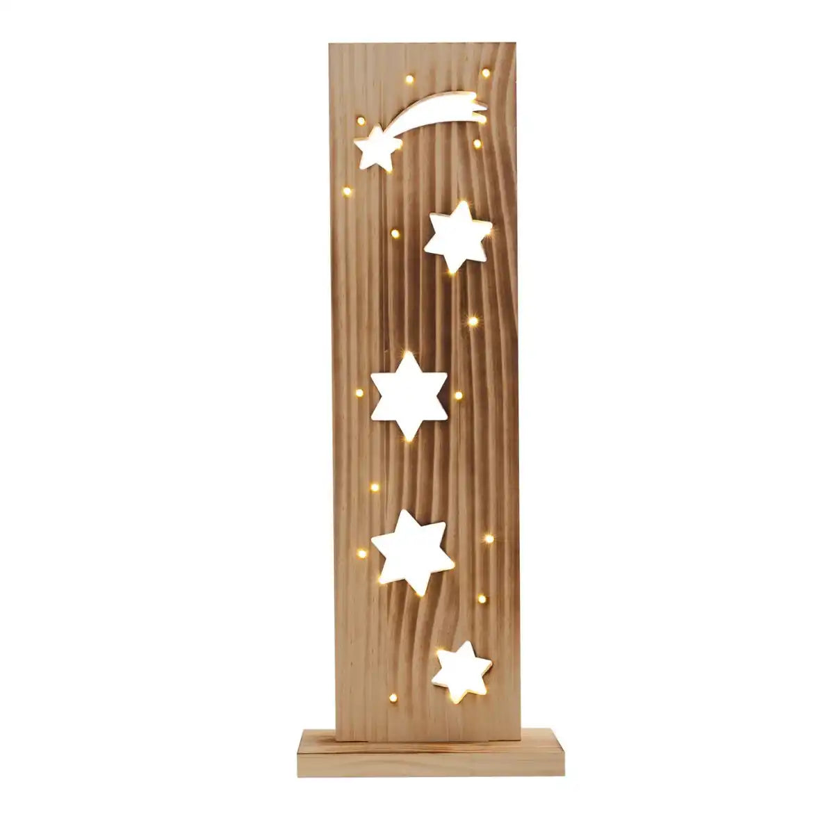 LED-Holz-Dekoleuchte "STERNE", aus naturbelassenem Holz mit festverbauten LEDs, Weihnachtsdekoration für Außen