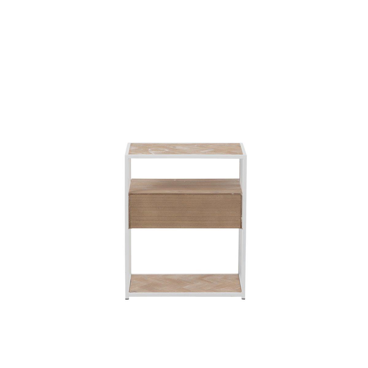 J-Line Beistelltisch Zigzag 1 Schublade – Holz/Metall – Natur/Weiß