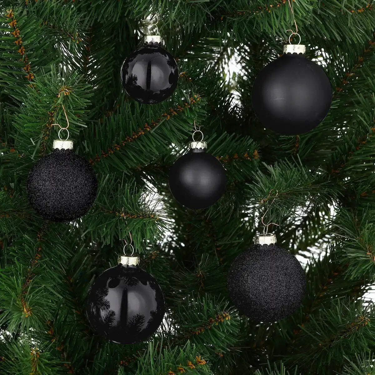 26 stück Weihnachtskugeln Ø7 cm - Glas - Schwarz