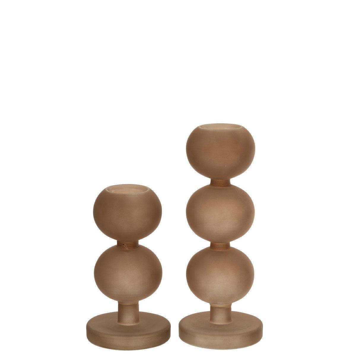 J-Line Set mit 2 Kerzenhaltern aus Malik-Glas, Taupe