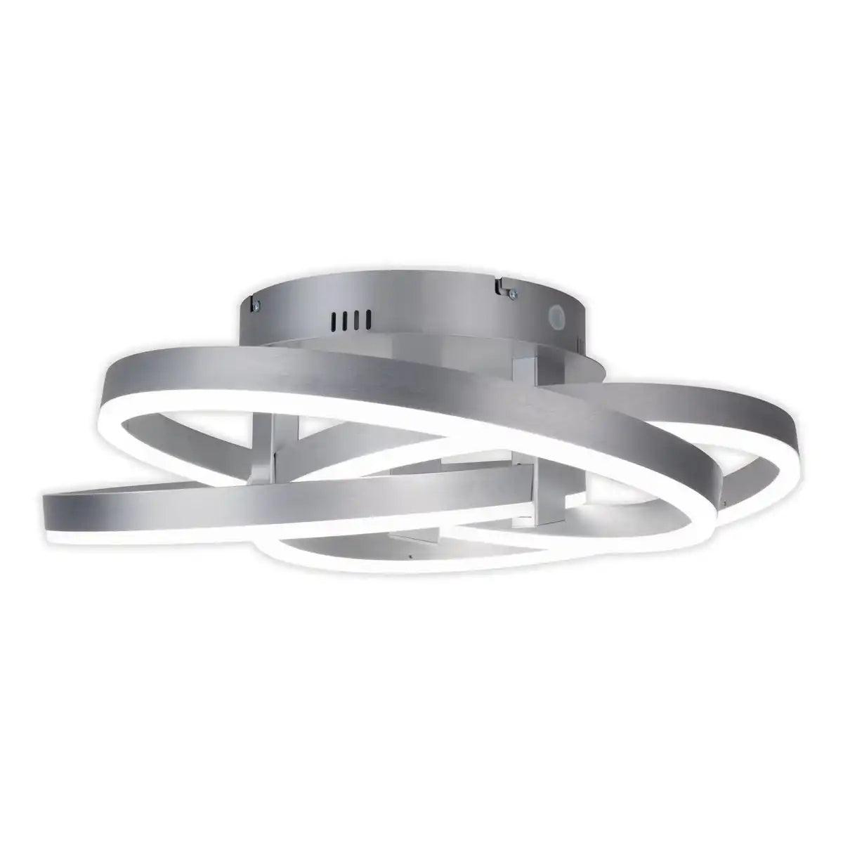 Smart Home LED Deckenleuchte "DIVORA" Ø 58cm, Deckenlampe aus Metall, Aluminium gebürstet und weißem Kunststoff, mit vielen Funktionen, fest verbauten LEDs, Beleuchtung für Wohnzimmer, Esszimmer Büro oder Diele
