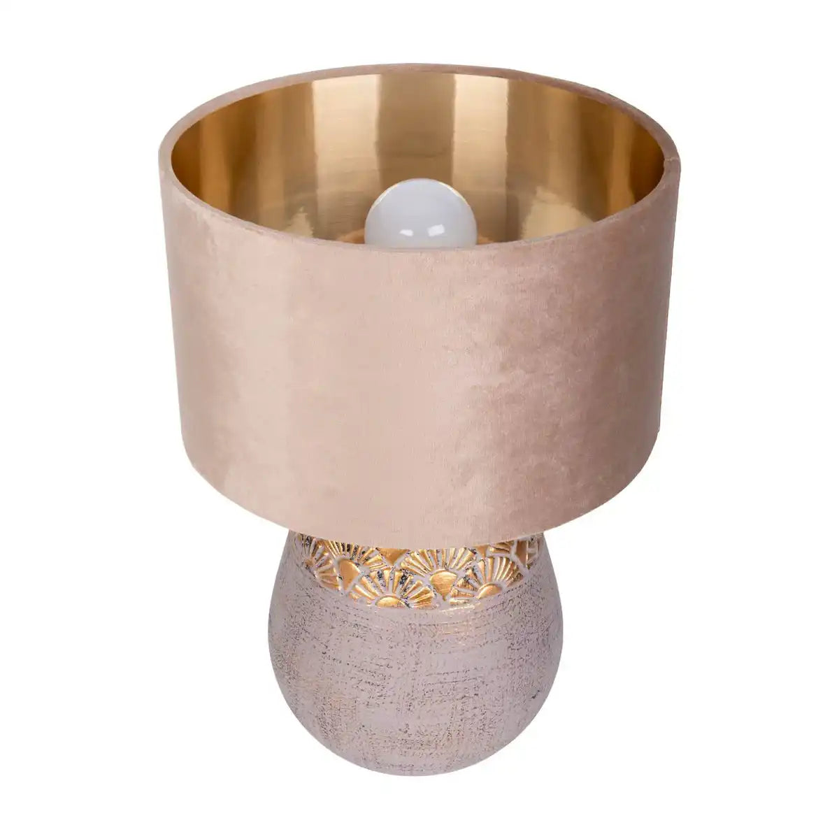 Keramik Tischleuchte "Bronco", Tischlampe, Keramik, beige/grau/Gold, mit E14-Fassung, für Esszimmer, Wohnzimmer, Diele oder Büro, 39 cm hoch