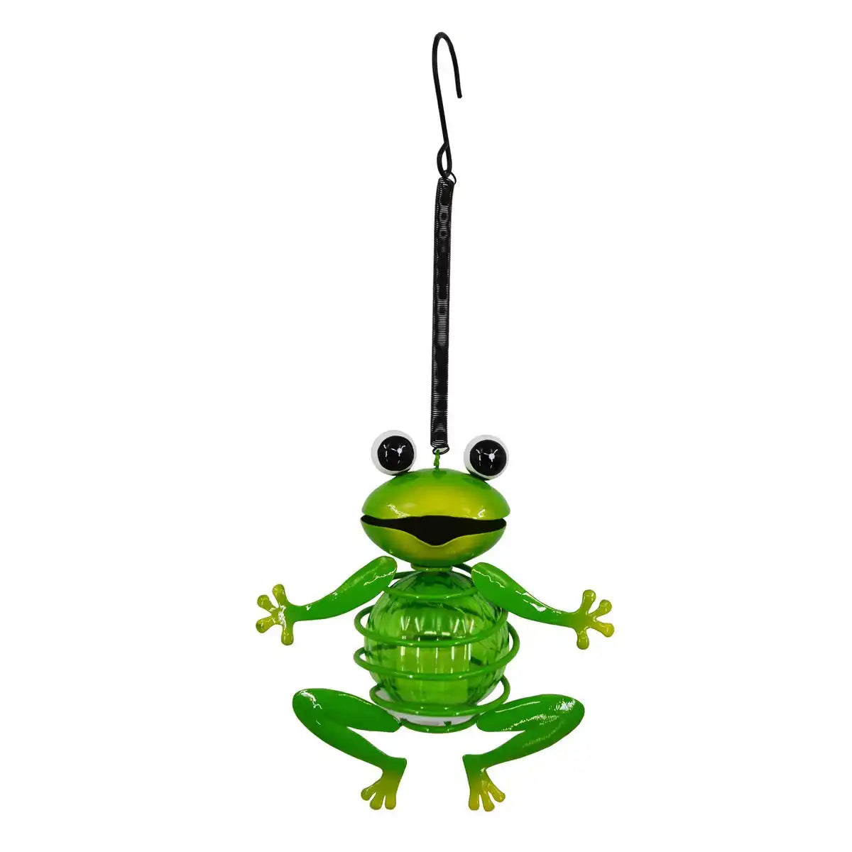 2er Set Solar-Deko-Hängeleuchte "FROSCH" ca. 20 und 66 cm hoch, aus bemaltem . Dämmerungssensor;