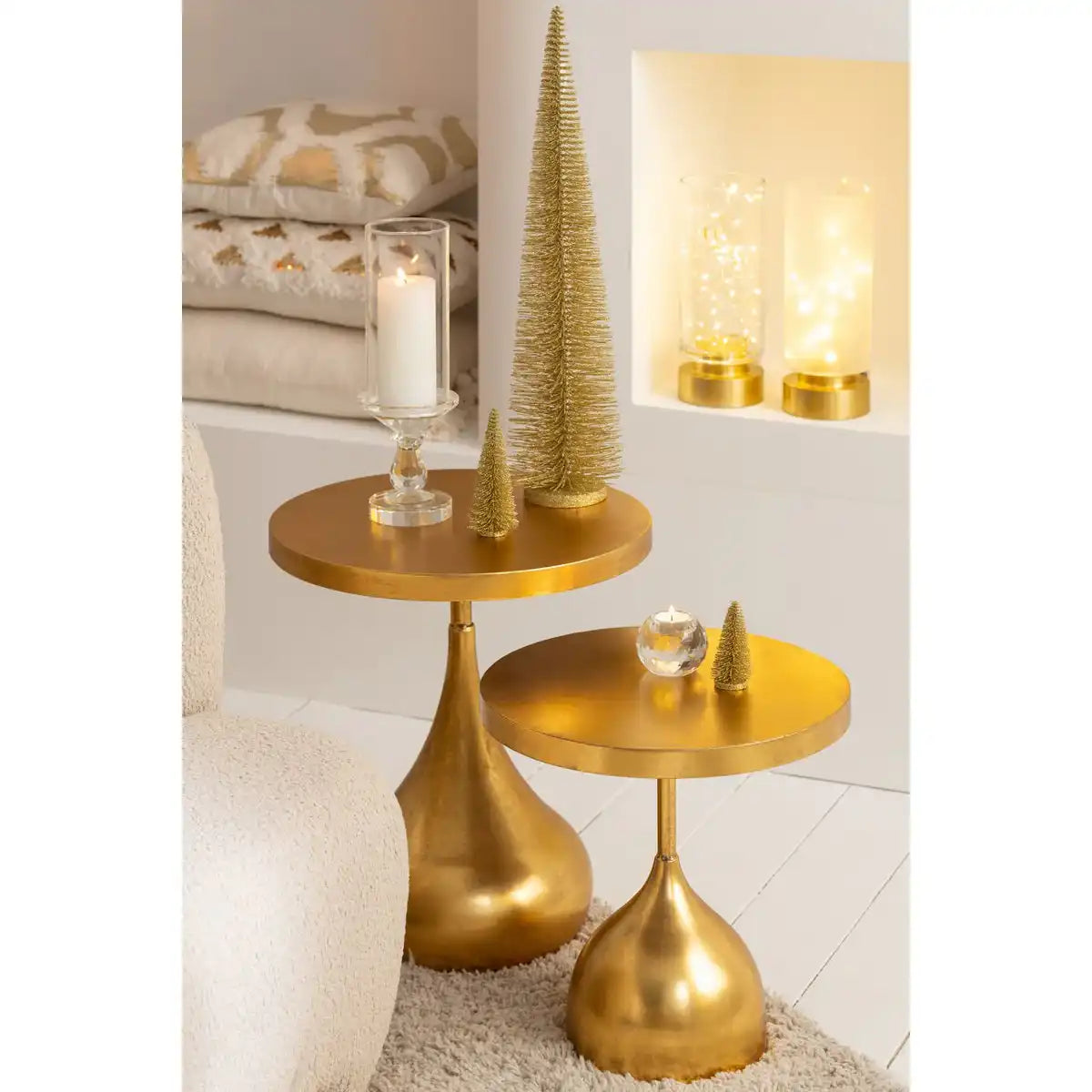 J -Line Dekoration Weihnachtsbaum Glitzer - Kunststoff - leichtes Gold - groß