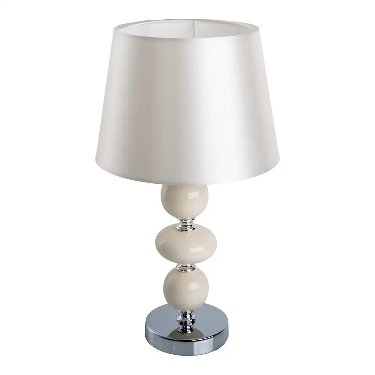 Keramik Tischleuchte "ARAGA" 36 cm hoch, Tischlampe aus Metall, Keramik, mit Textilschirm, beige, mit E14-Fassung, Beleuchtung für Esszimmer, Wohnzimmer, Diele oder Büro