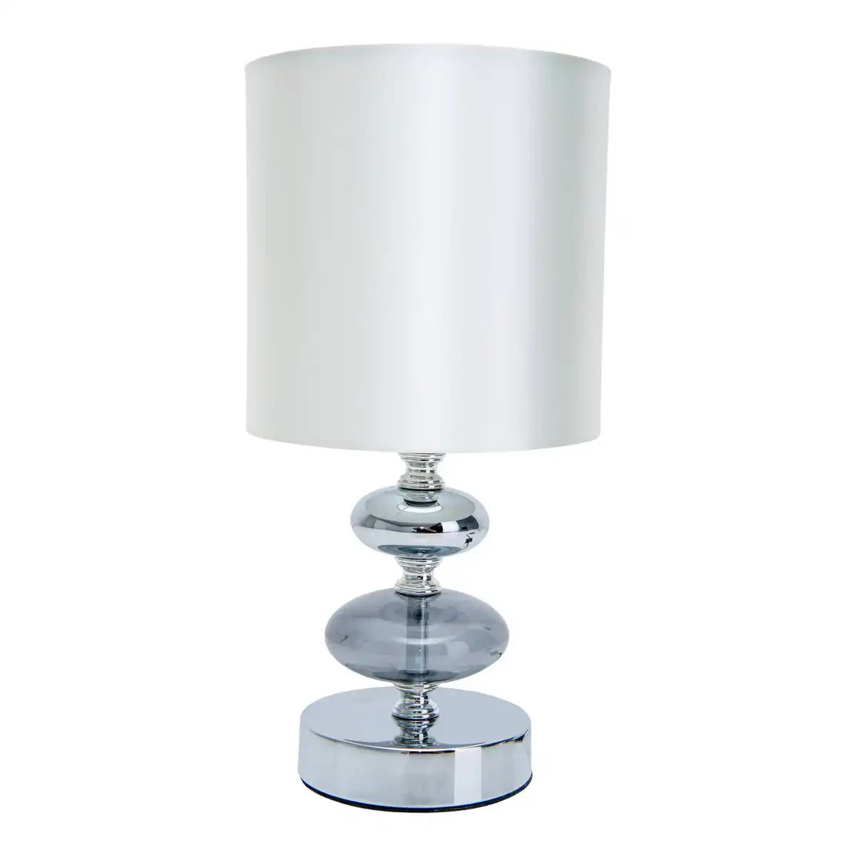 Stoff, Tischleuchte "MALI", Tischlampe aus Metall und Textilmaterial, weiß, mit E14-Fassung, für Esszimmer, Wohnzimmer, Diele oder Büro, Tischlampe für Wohnzimmer oder Esszimmer, Nachttischlampe- 28,5 cm hoch