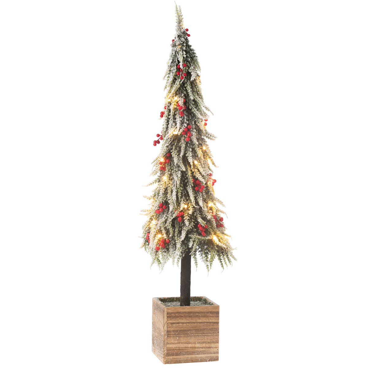 J-Line Weihnachtsbaum+LED Kunststoff Schneegrün/Rot Extra Groß