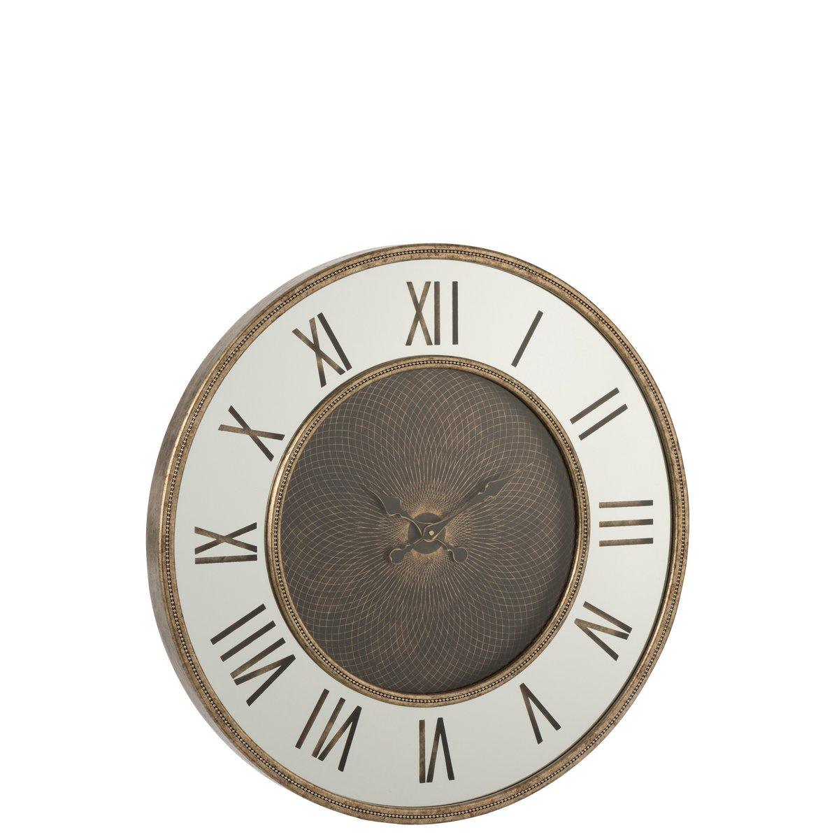 J-Line Spiegeluhr – Metall – Gold – LED-Leuchten – Ø 80 cm