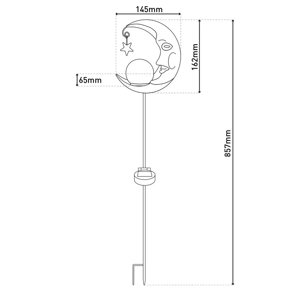 LED-Solar Erdspieß "MOND" , für Außen, Erdspieß aus Metall und Glas in Silber, mit integrierter LED