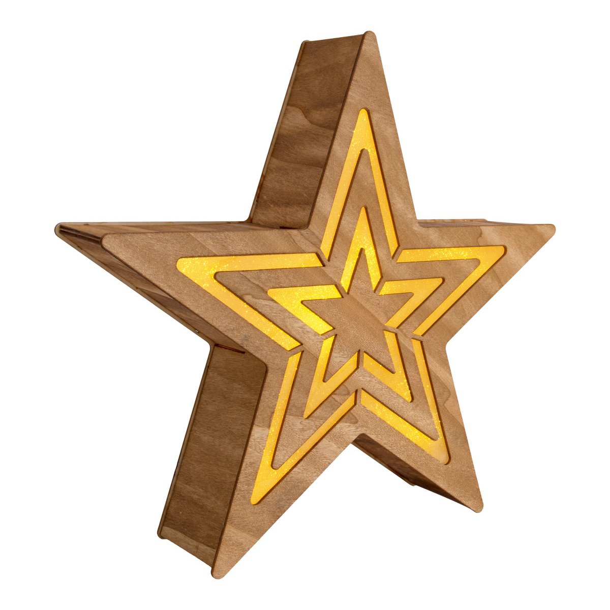 LED-Weihnachtsdeko "Stern" H: 33 cm - Weihnachtsartikel - Deko - Holz - natur - mit integrierter LED - Weihnachtsdekoration