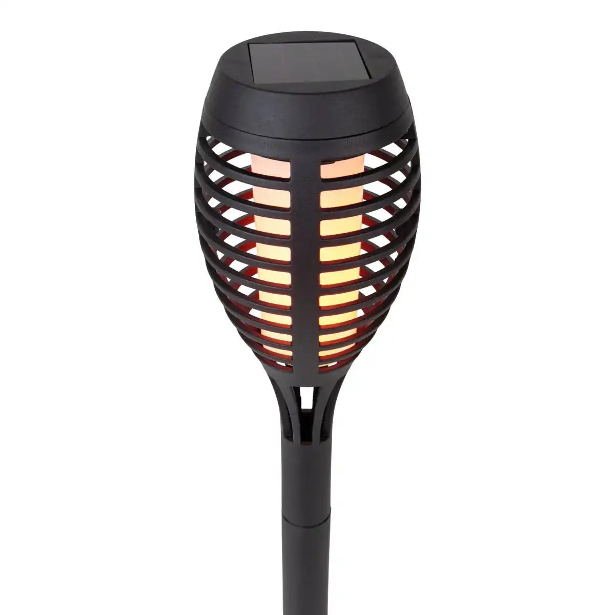 5er Set LED Erdspieß "Fackel" 45 cm aus grauem Kunststoff, mit integrierter LED, Solarleuchte für Außen