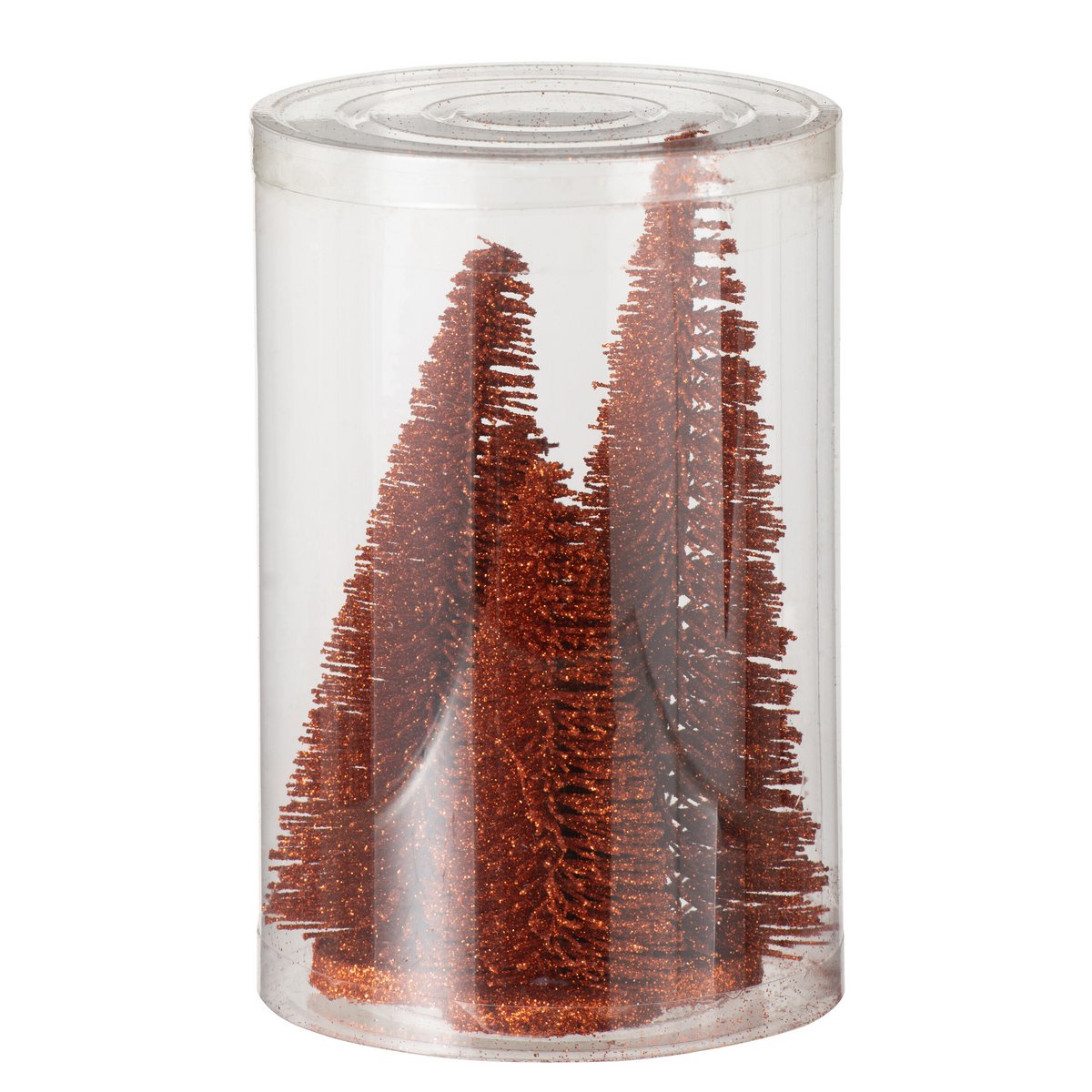 J-Line Dekoration Weihnachtsbaum Glitzer – Kunststoff – Kupfer – 4er-Box