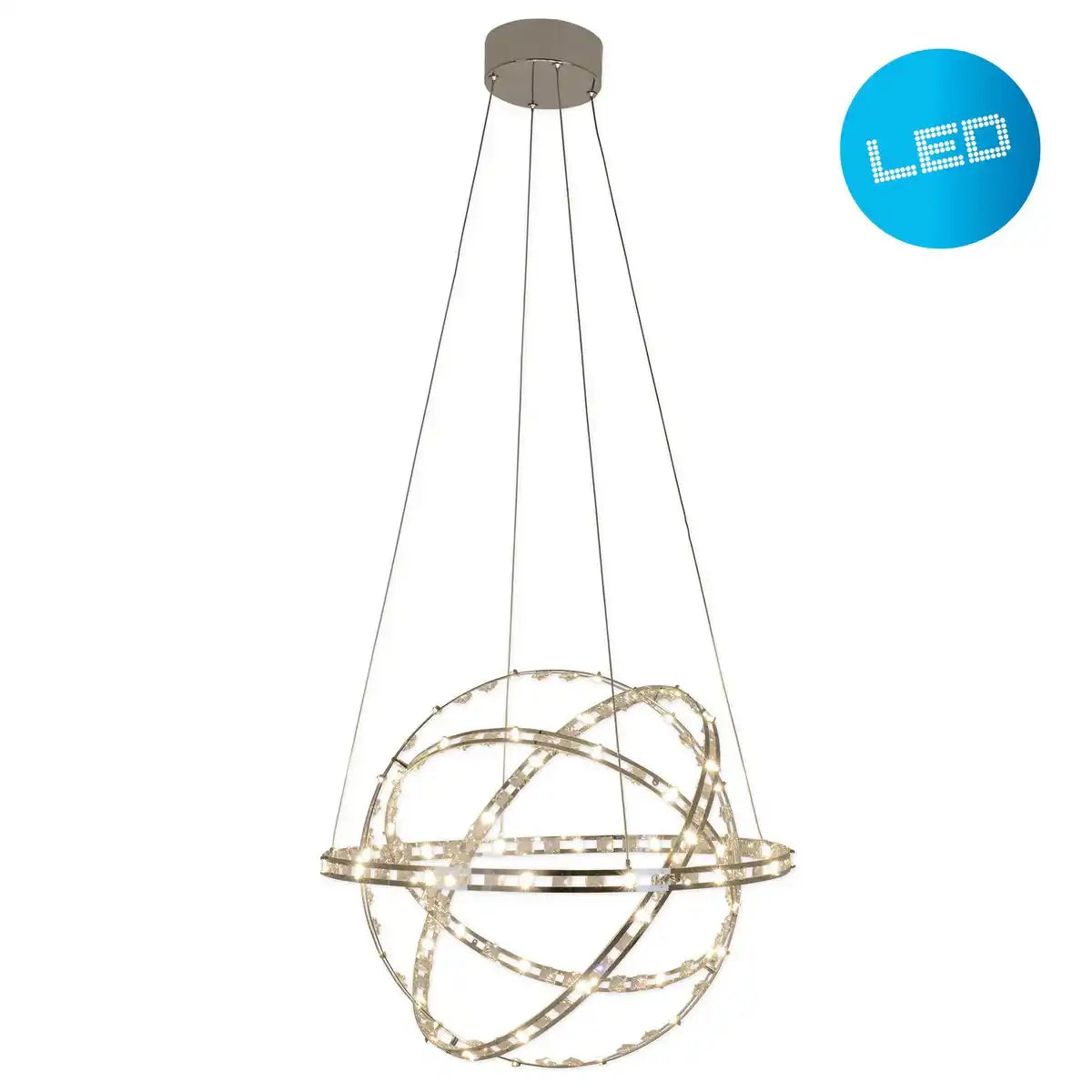 LED Pendelleuchte "COSMOS" Metall und Kunststoff in chrom, Ø60 cm, mit fest verbauten LEDs, Beleuchtung für Wohnzimmer, Esszimmer oder Büro.