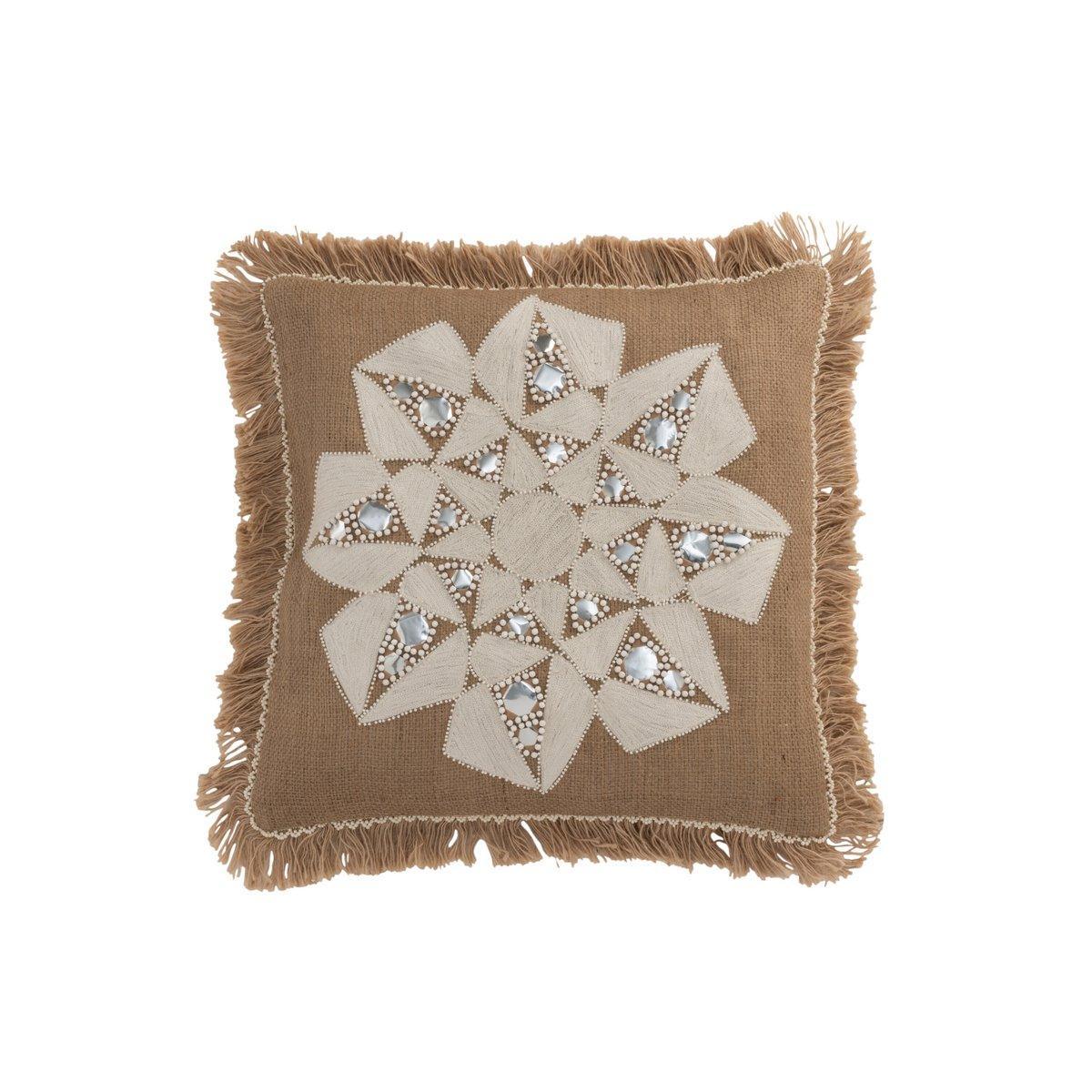 J-Line Kissen Flower Abstract – Jute – Natur/Beige