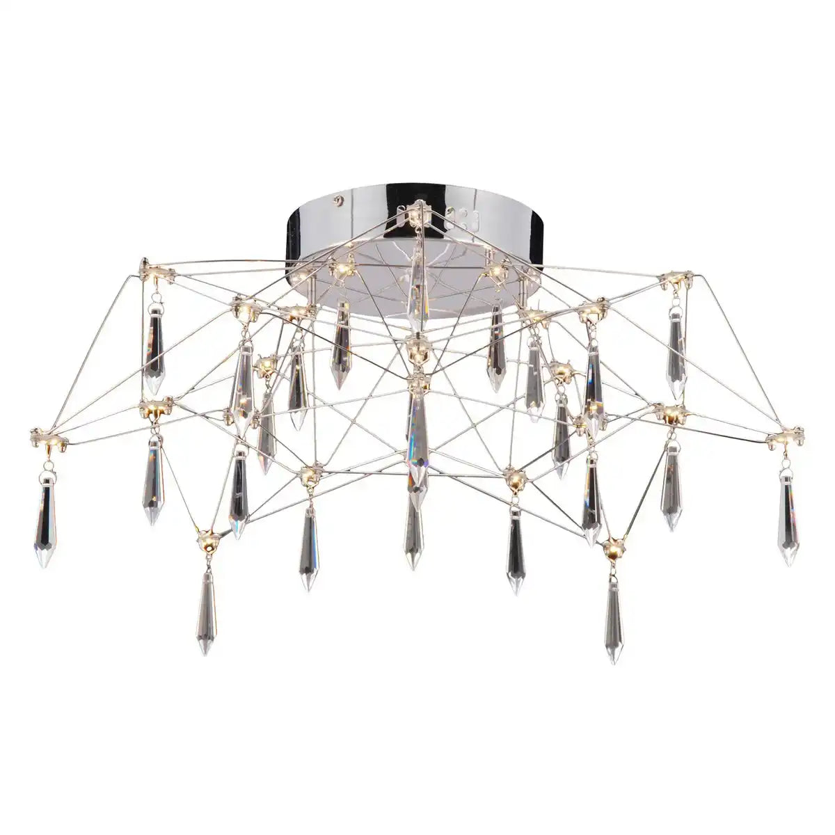 LED Deckenleuchte "ARANEUS" aus Metall und Glas in chrom, Ø 55 cm, mit fest verbauten LEDs, Beleuchtung für Wohnzimmer, Esszimmer, Diele oder Büro