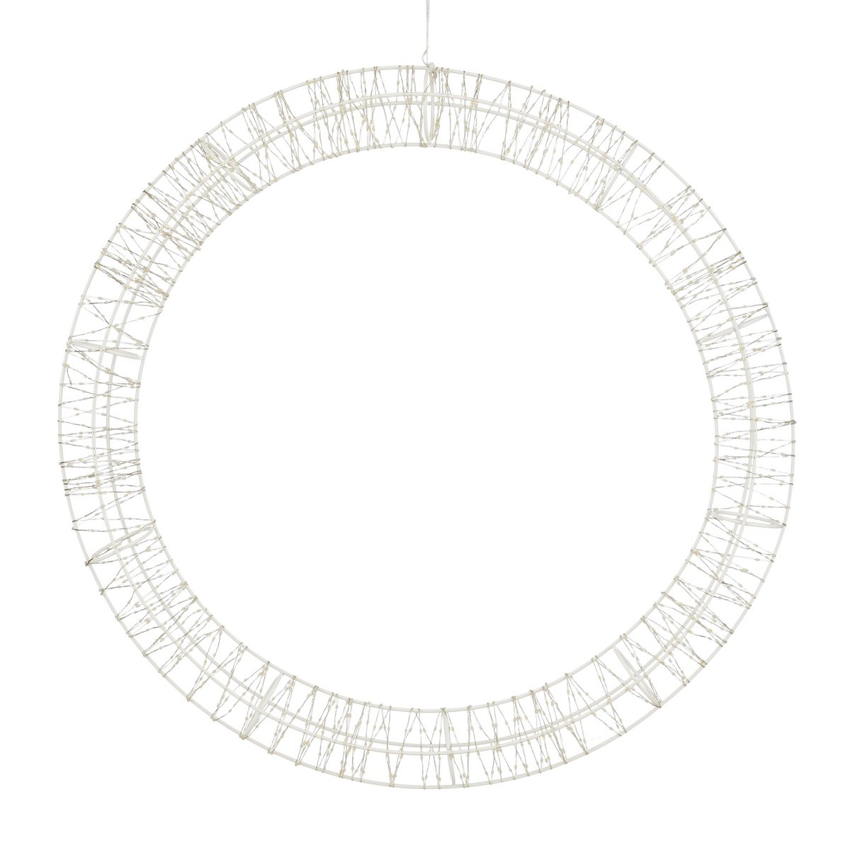 Weihnachtsbeleuchtungskreis mit warmweißen LED-Lichtern – Ø56 cm – Metall – Weiß