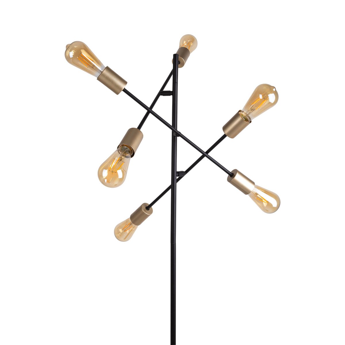Stehleuchte "MODO" aus Metall in Schwarz,, Fassungen in Gold, E27-Fassung, Stehlampe für Wohnzimmer, Esszimmer, Küche, Diele, Flur oder Büro, 150 x 49 cm