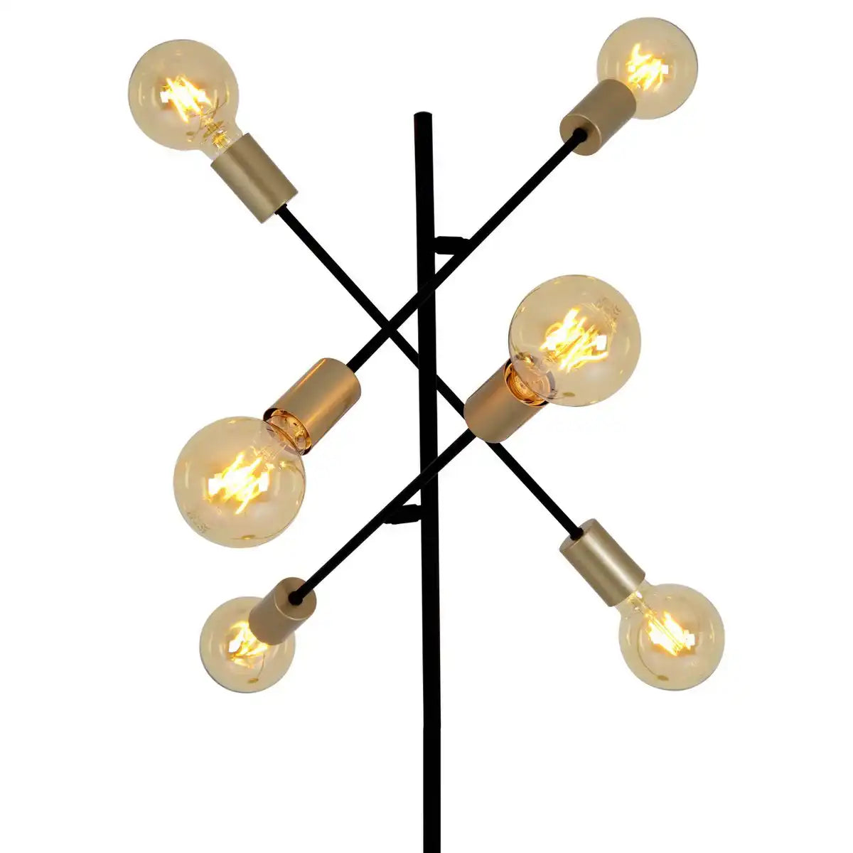 Stehleuchte "MODO" aus Metall in Schwarz,, Fassungen in Gold, E27-Fassung, Stehlampe für Wohnzimmer, Esszimmer, Küche, Diele, Flur oder Büro, 150 x 49 cm