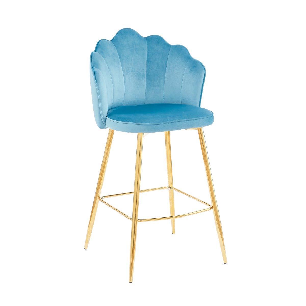 Barhocker Muscheldesign 2er Set aus Samt Blau
