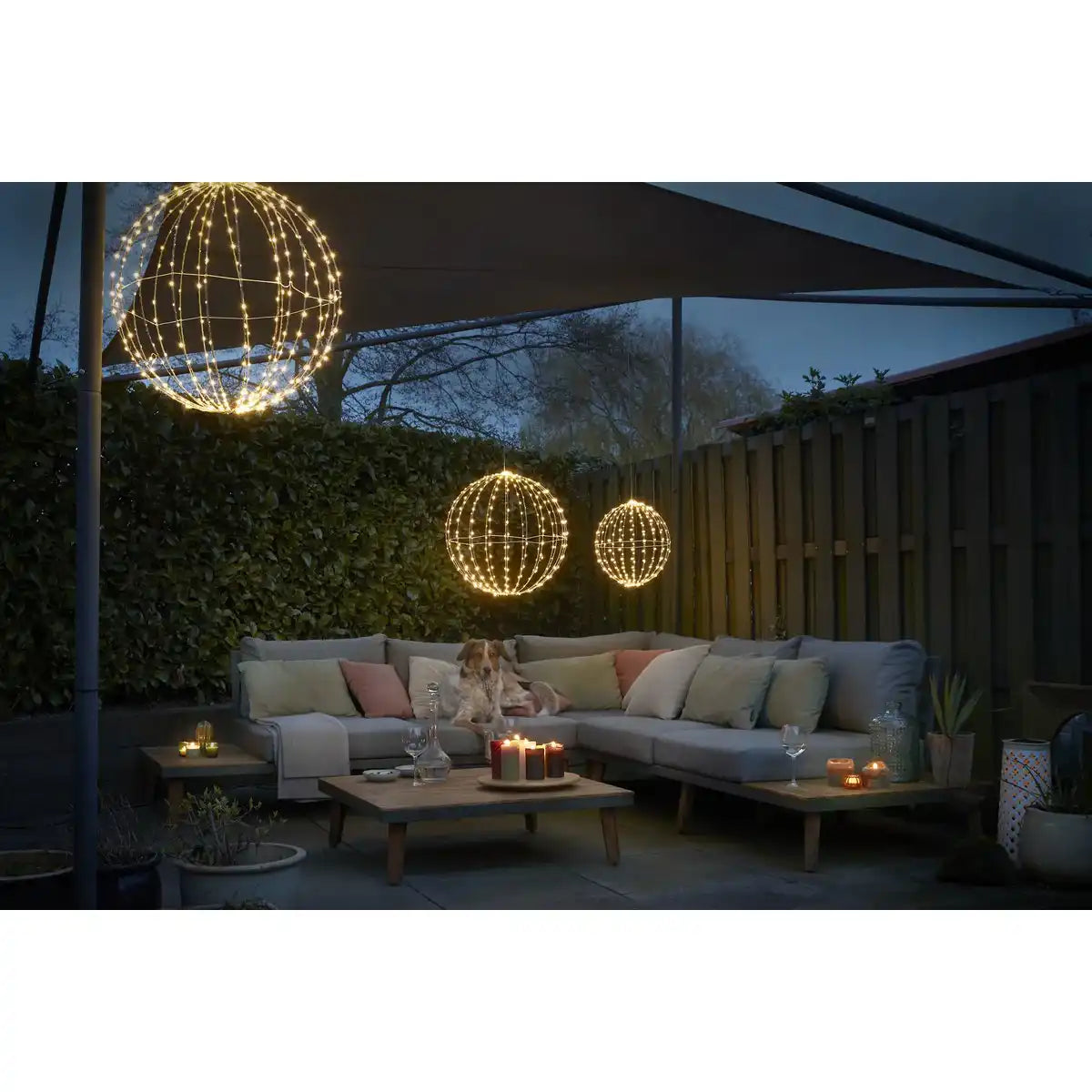 Weihnachtsbeleuchtungskugel mit warmweißen LED-Lichtern - Ø50 cm - Schwarz