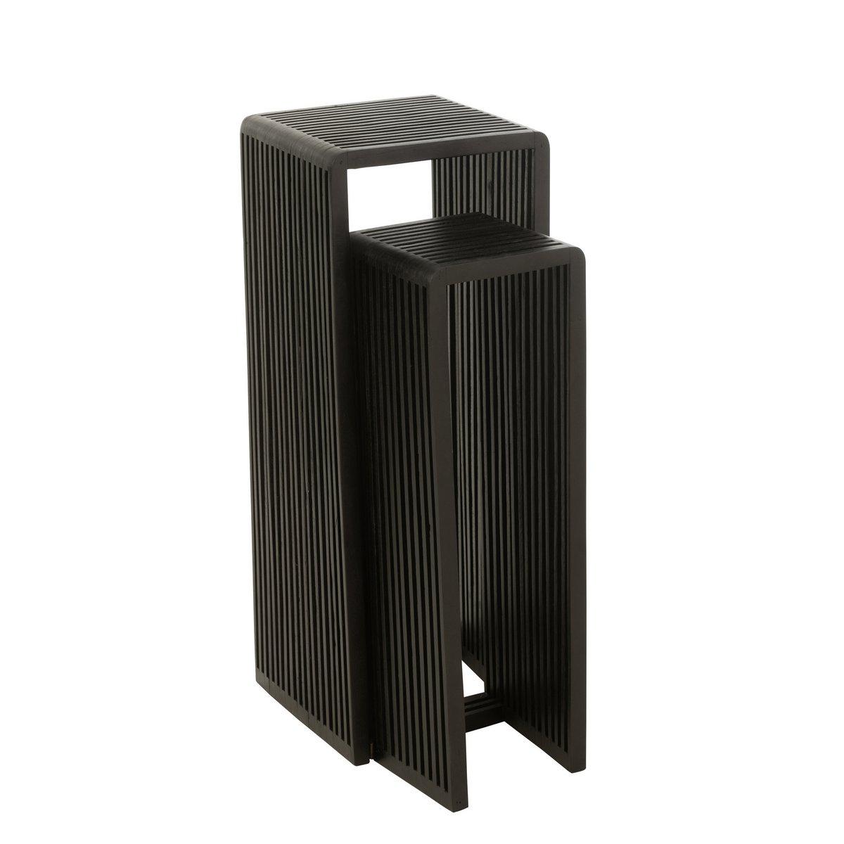 J-Line Beistelltische Cube Recyceltes Teakholz – Holz – Schwarz