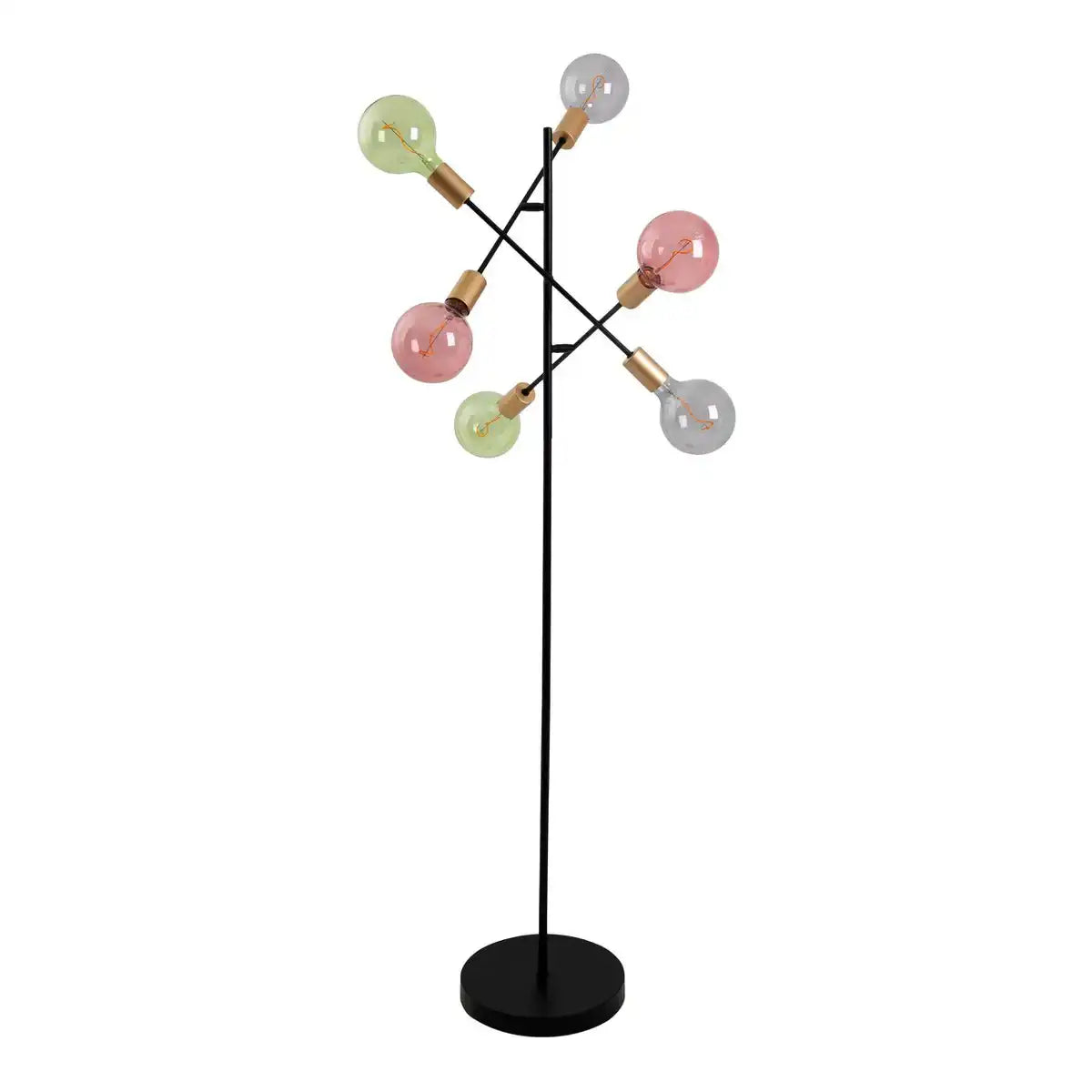 Stehleuchte "MODO" aus Metall in Schwarz,, Fassungen in Gold, E27-Fassung, Stehlampe für Wohnzimmer, Esszimmer, Küche, Diele, Flur oder Büro, 150 x 49 cm