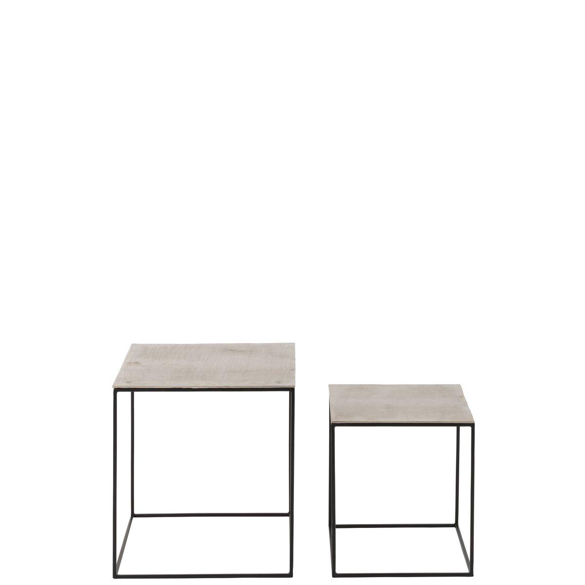 J-Line Beistelltisch Square – Metall – Silber/Schwarz