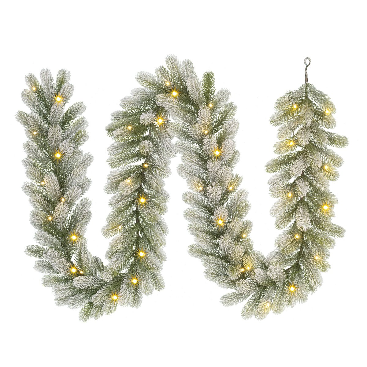 Girlande mit warmweißer LED-Beleuchtung – L270 cm – grün gefrostet