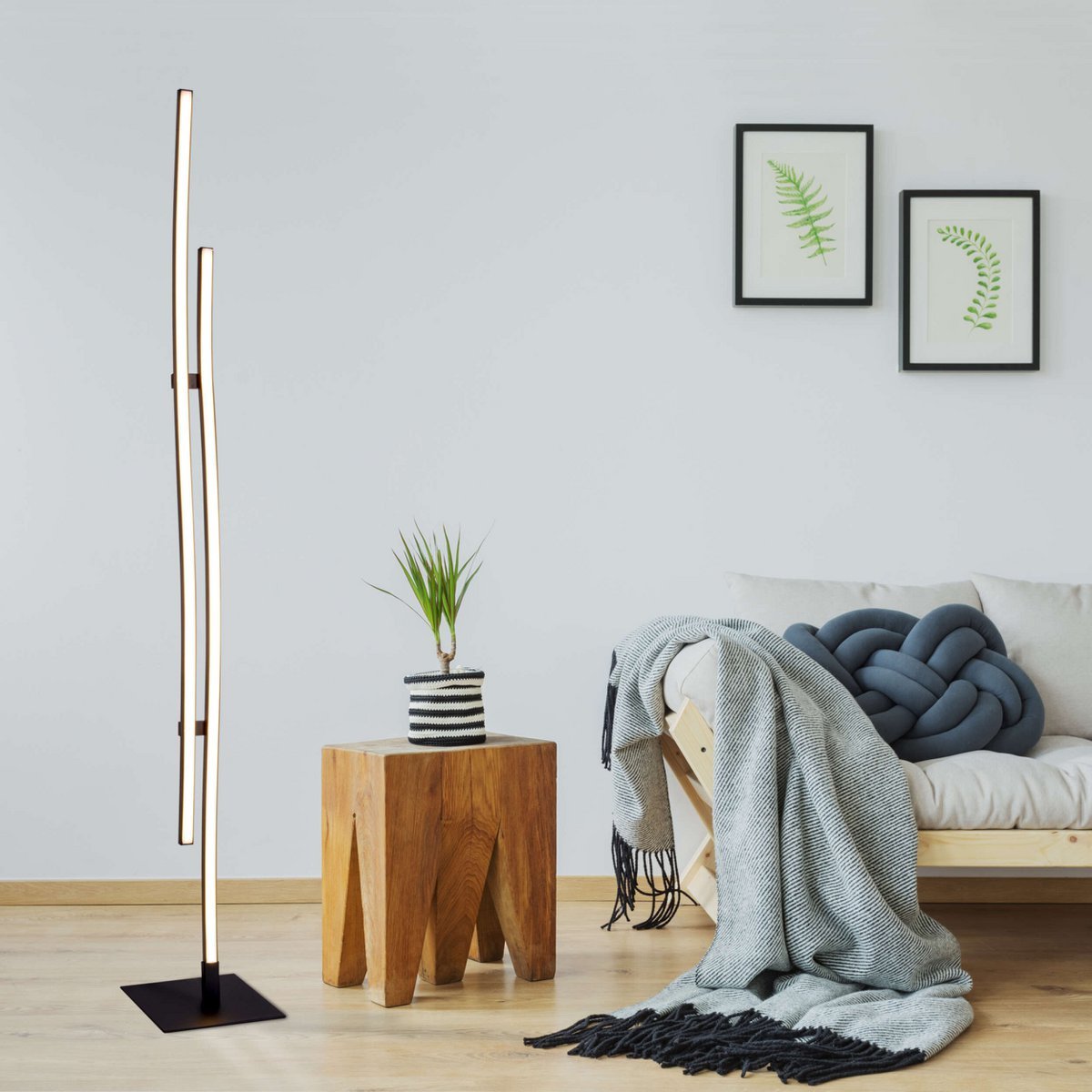 LED Stehleuchte "ONDA" h: 130cm, Stehleuchte, Metall und Kunststoff in Schwarz, integrierte LED, Beleuchtung für Wohnzimmer, Esszimmer oder Büro