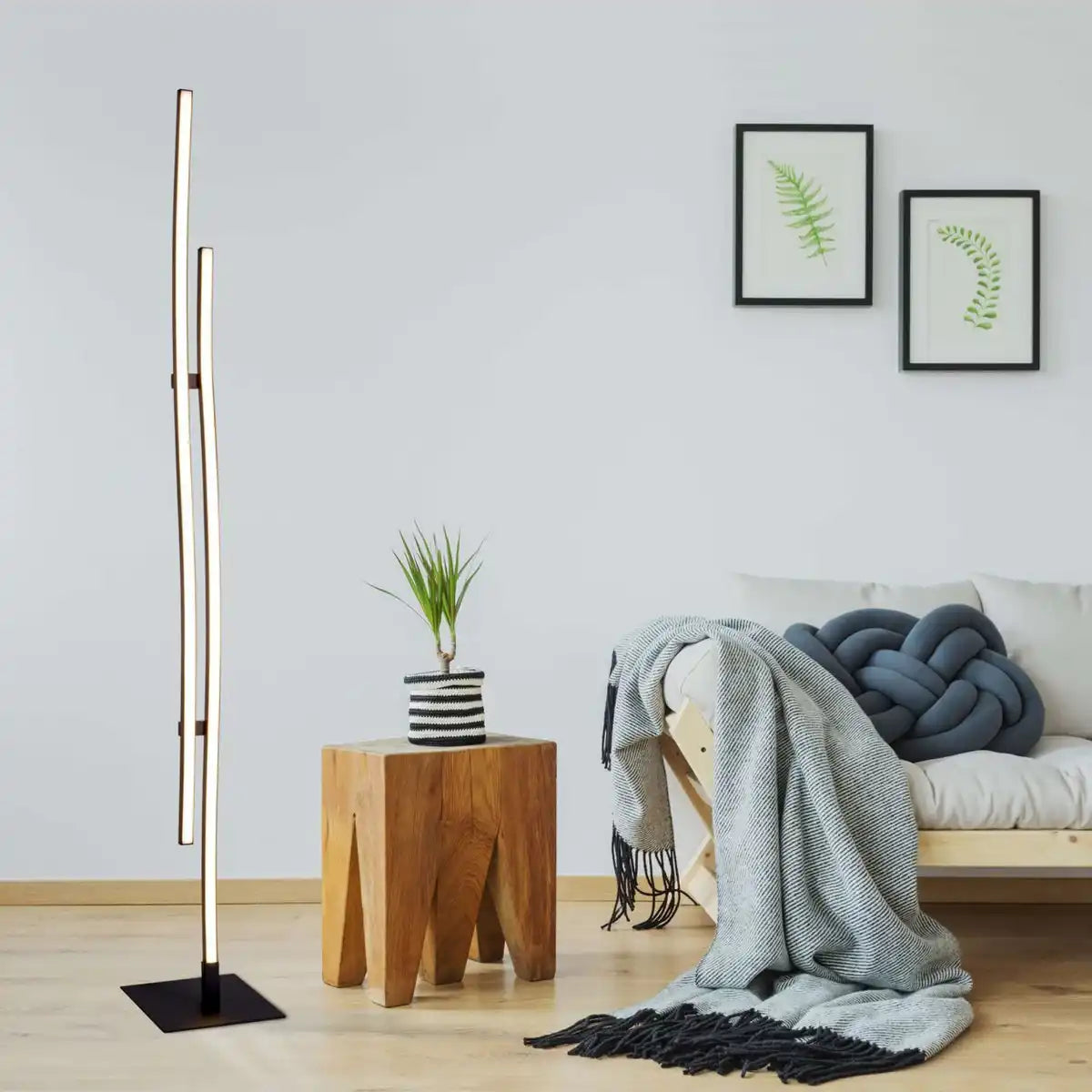 LED Stehleuchte "ONDA" h: 130cm, Stehleuchte, Metall und Kunststoff in Schwarz, integrierte LED, Beleuchtung für Wohnzimmer, Esszimmer oder Büro