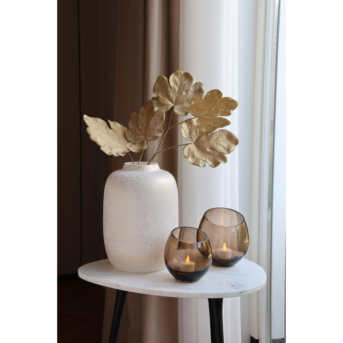Designer Blumenvase Glasvase weiß Gold Handarbeit