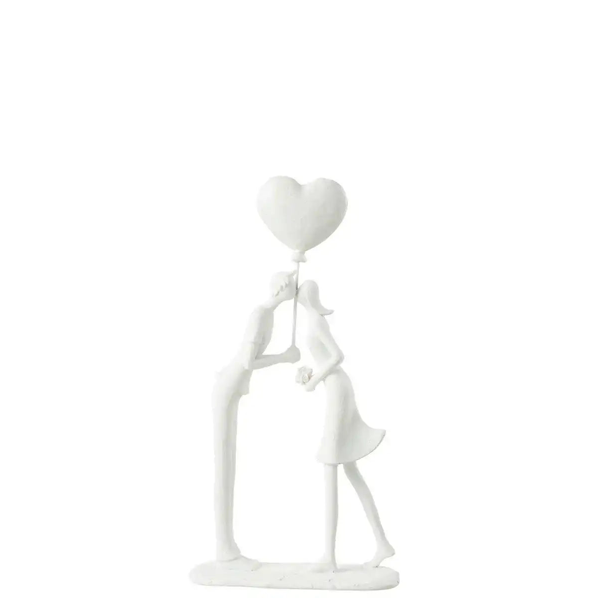 Deko-Statuette „Paar Kuss mit Herzballon“, Weiß, 30 cm - HomeDesign Knaus