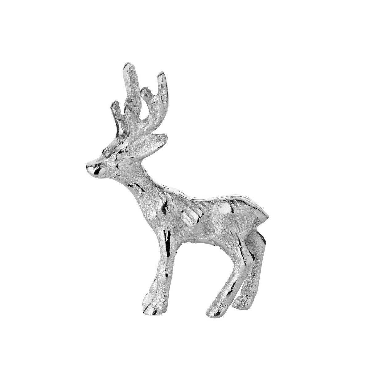 Dekofigur Hirsch Malik (Höhe 11 cm), silberfarben, Aluminium - HomeDesign Knaus