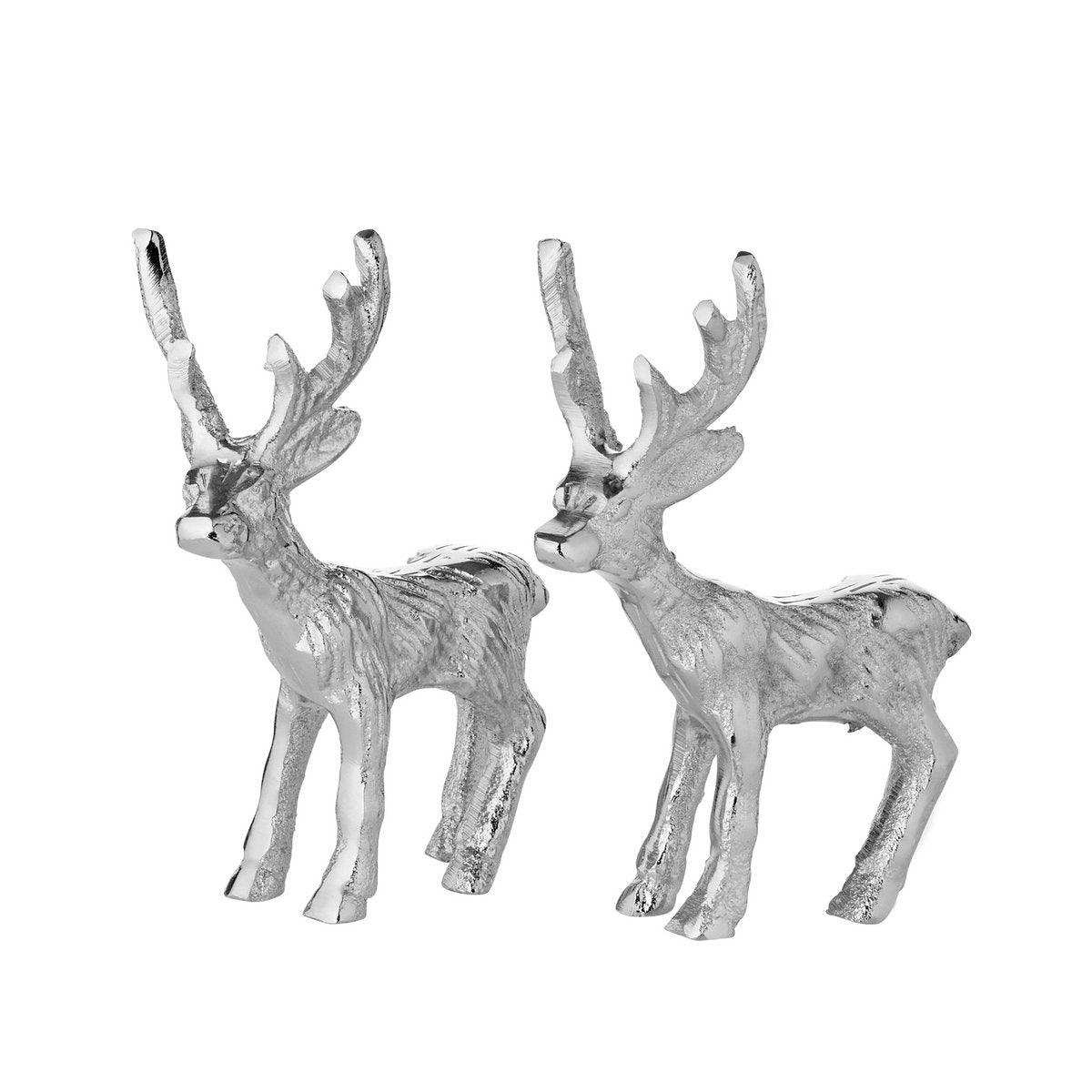 Dekofigur Hirsch Malik (Höhe 11 cm), silberfarben, Aluminium - HomeDesign Knaus