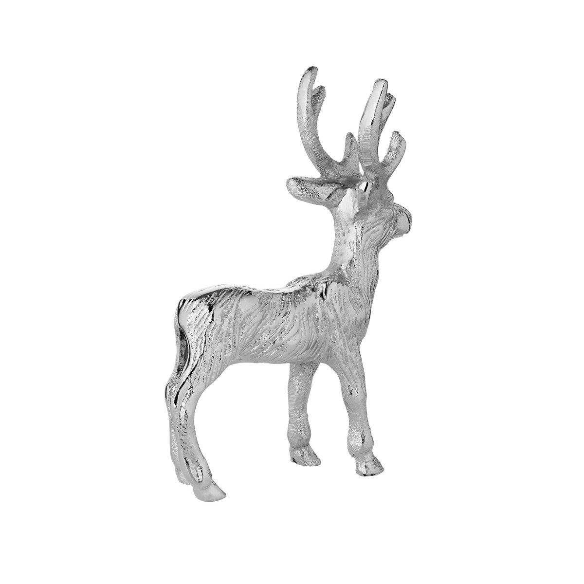 Dekofigur Hirsch Malik (Höhe 16 cm), silberfarben, Aluminium - HomeDesign Knaus