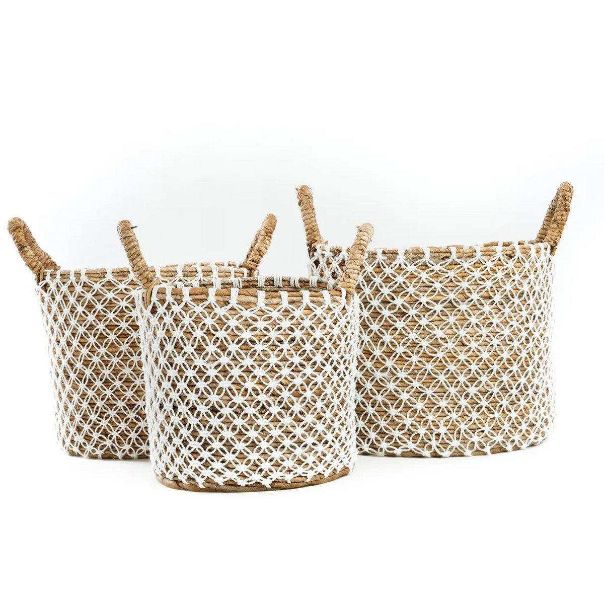 Der gekreuzte Makramee-Korb – Naturweiß 48 cm - HomeDesign Knaus