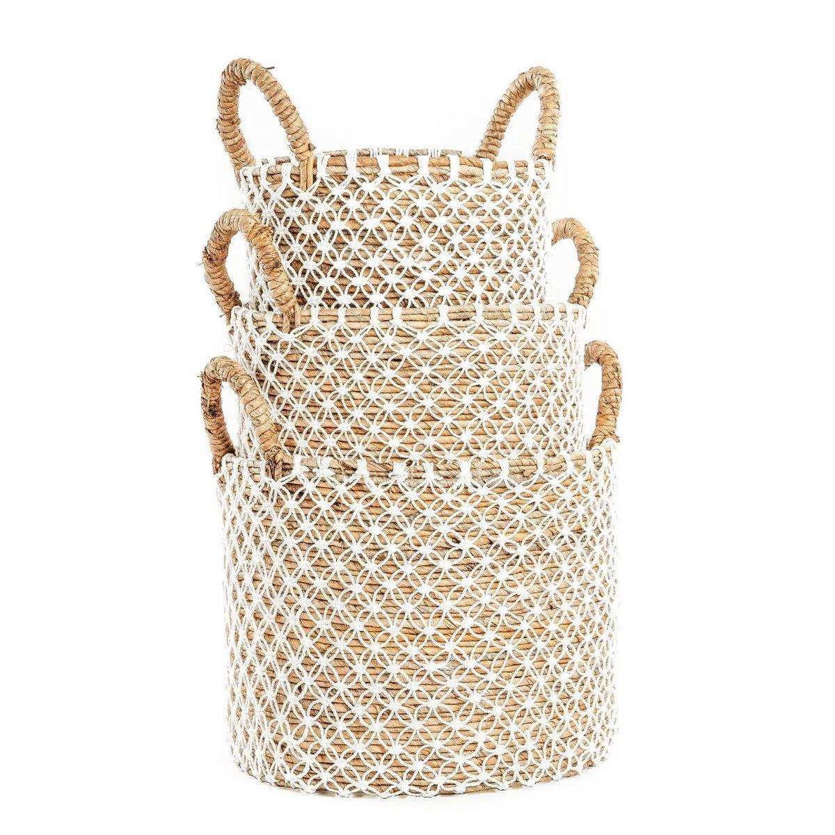 Der gekreuzte Makramee-Korb – Naturweiß 48 cm - HomeDesign Knaus