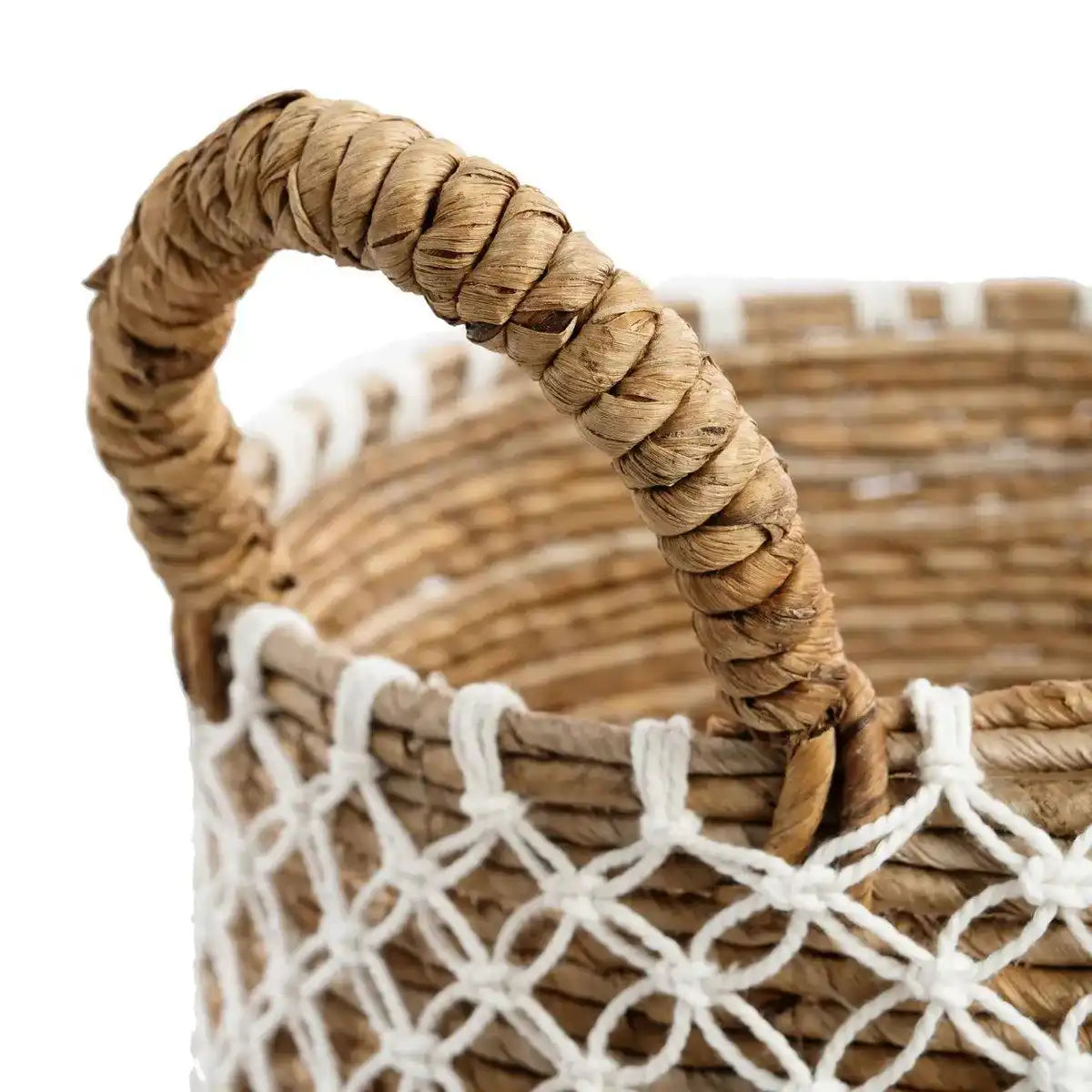 Der gekreuzte Makramee-Korb – Naturweiß – M - HomeDesign Knaus