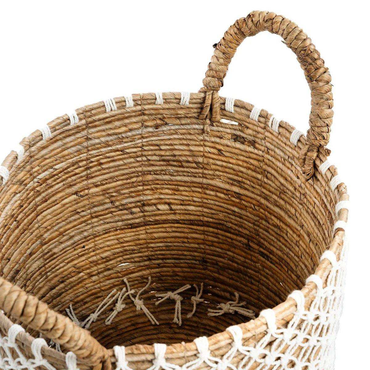 Der gekreuzte Makramee-Korb – Naturweiß – M - HomeDesign Knaus
