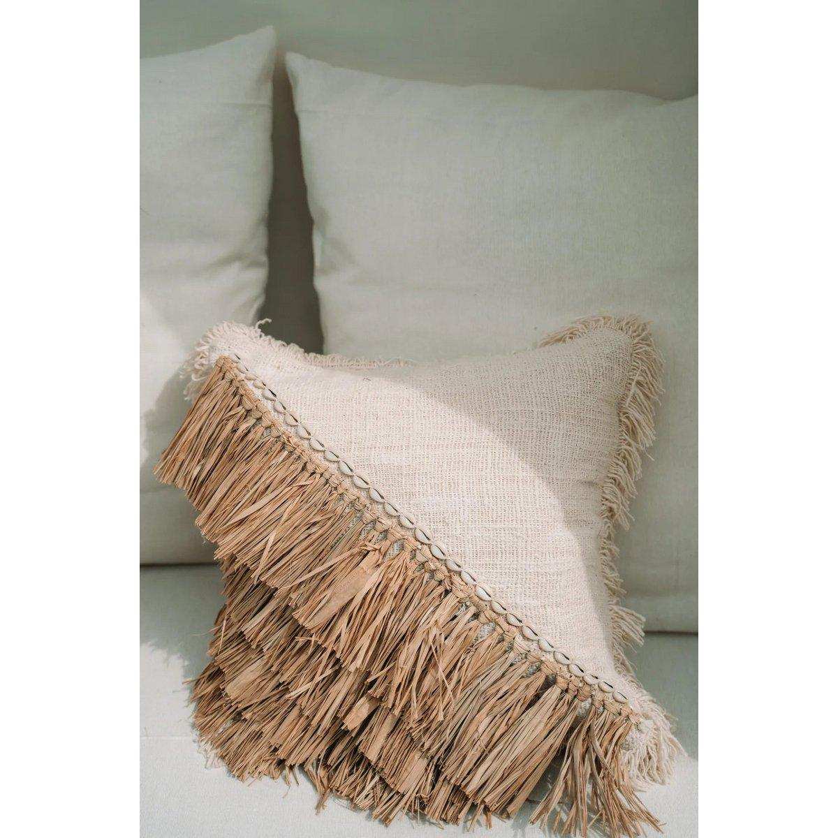 Der Kissenbezug aus Raffia-Baumwolle - Naturweiß - 40x40 - HomeDesign Knaus