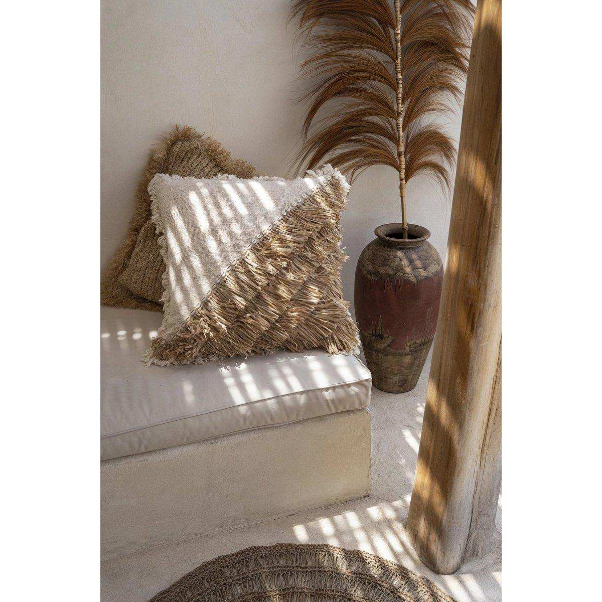 Der Kissenbezug aus Raffia-Baumwolle - Naturweiß - 60x60 - HomeDesign Knaus