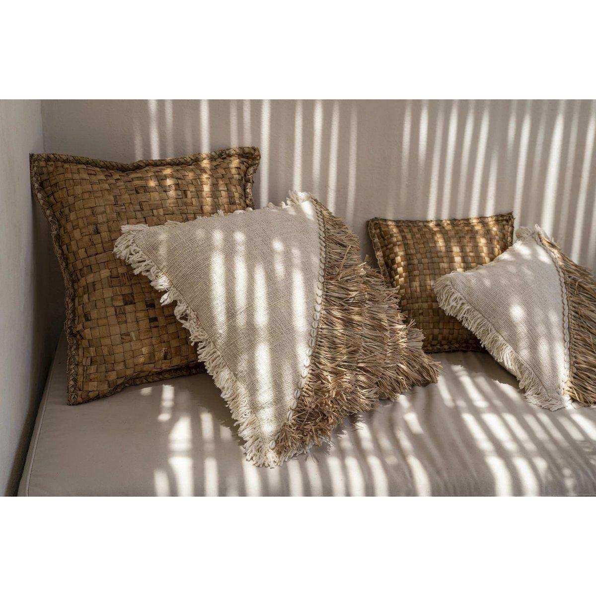 Der Kissenbezug aus Raffia-Baumwolle - Naturweiß - 60x60 - HomeDesign Knaus