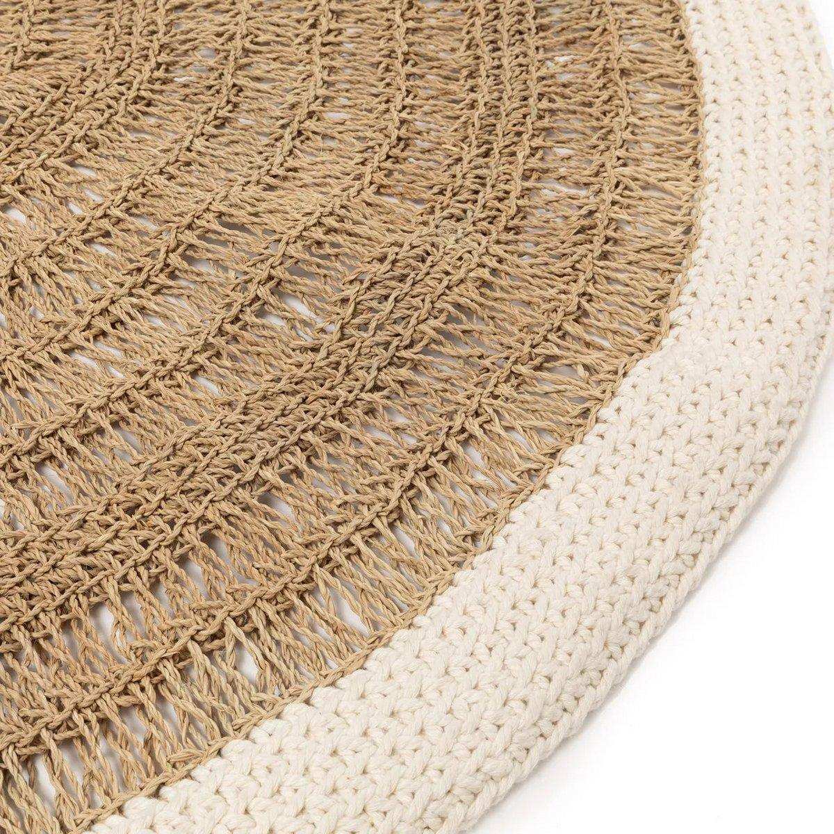 Der runde Teppich aus Seegras und Baumwolle – Naturweiß – 100 - HomeDesign Knaus