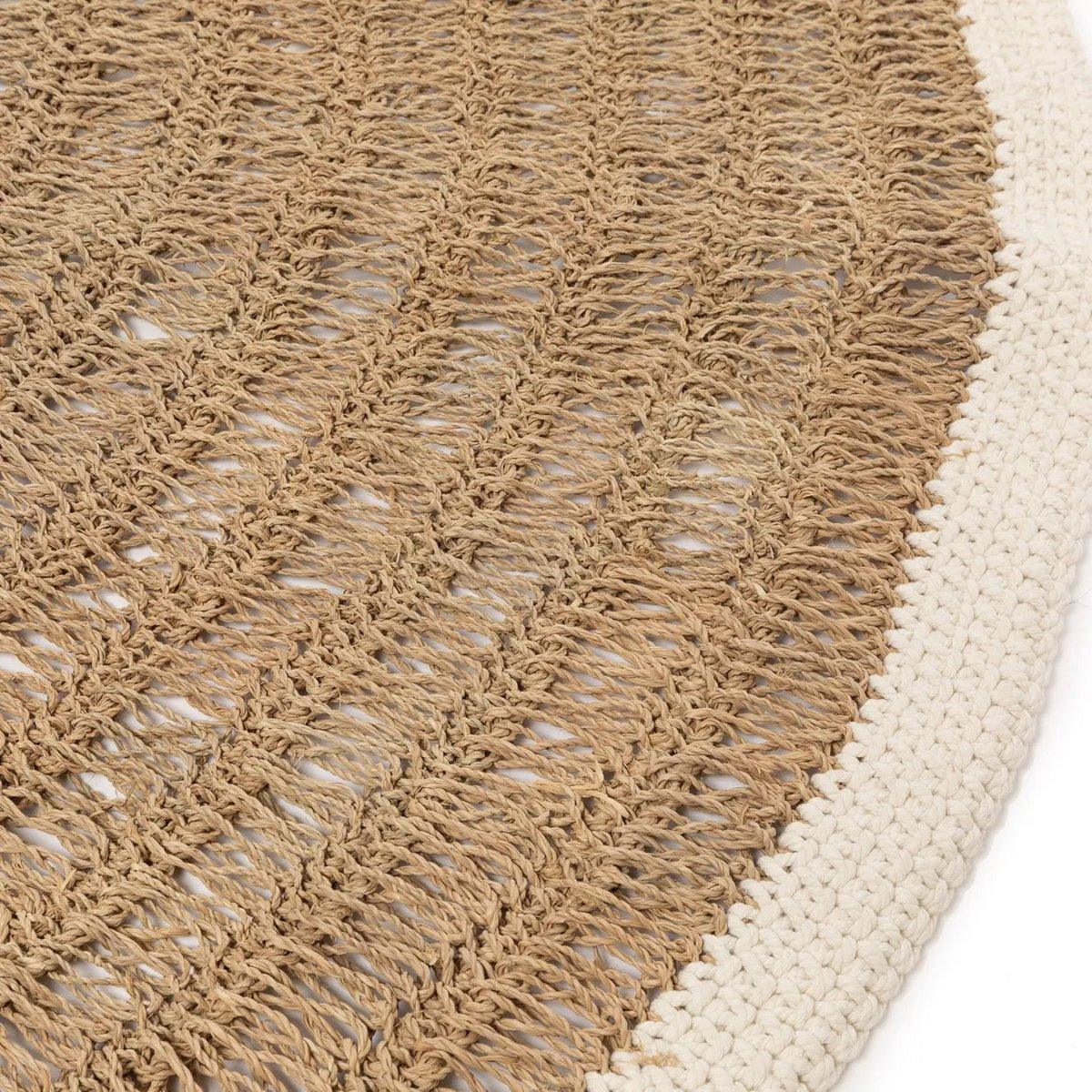 Der runde Teppich aus Seegras und Baumwolle – Naturweiß – 150 - HomeDesign Knaus