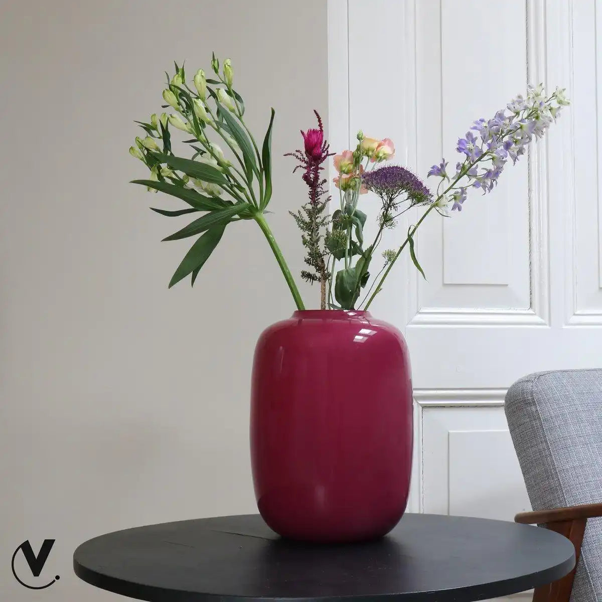 Designer Blumenvase Glasvase Arktisch Rot Handarbeit - HomeDesign Knaus