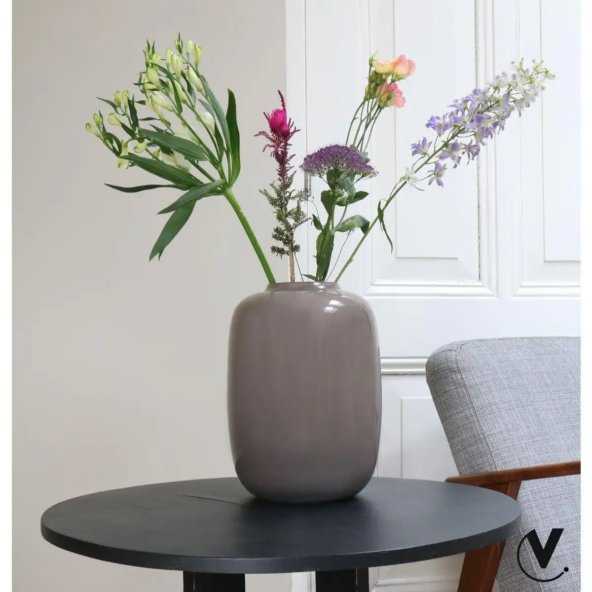 Designer Blumenvase Glasvase Arktische Beige Handarbeit - HomeDesign Knaus