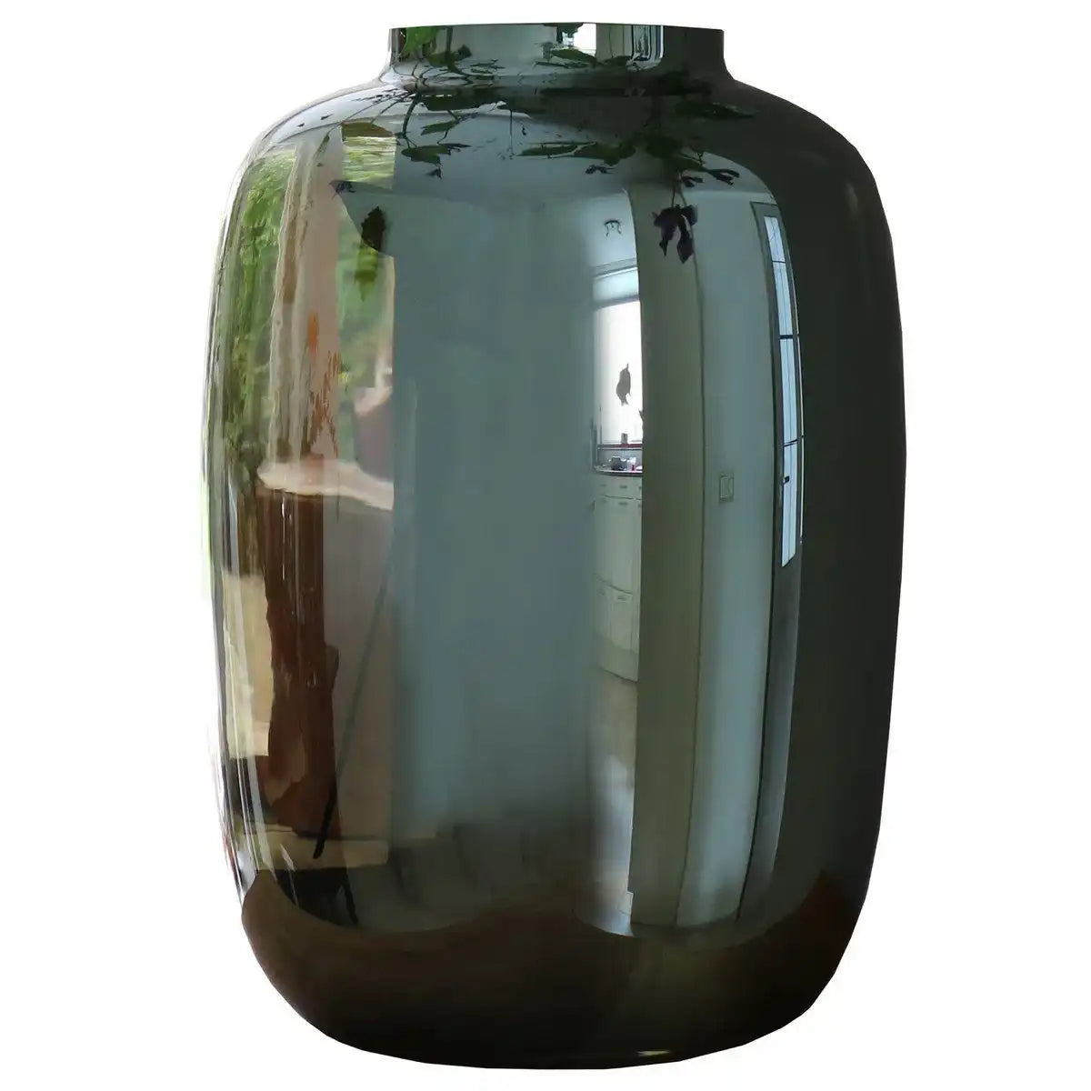 Designer Blumenvase Glasvase Arktische Spiegel Grau Handarbeit - HomeDesign Knaus