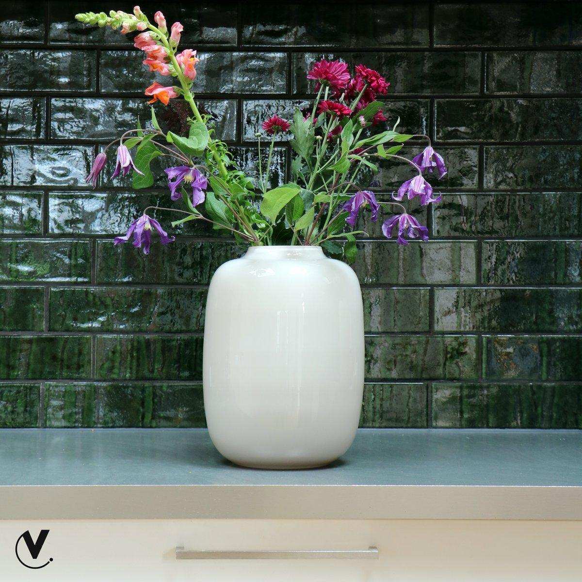 Designer Blumenvase Glasvase Arktische Weiß Handarbeit - HomeDesign Knaus