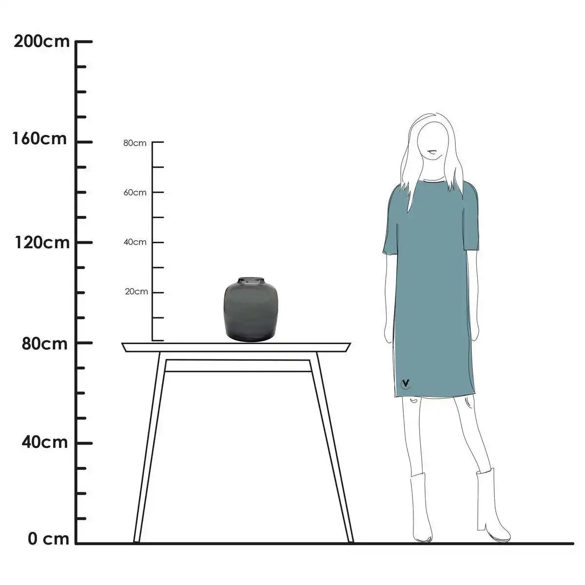 Designer Blumenvase Glasvase Grau Rauchglas Vase Handarbeit - HomeDesign Knaus